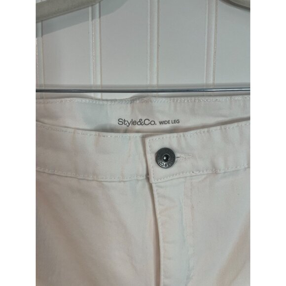 Style & Co. Womens White Wide-Leg Cotton/Spandex Pants Size 20W With Pockets - Picture 3 of 13